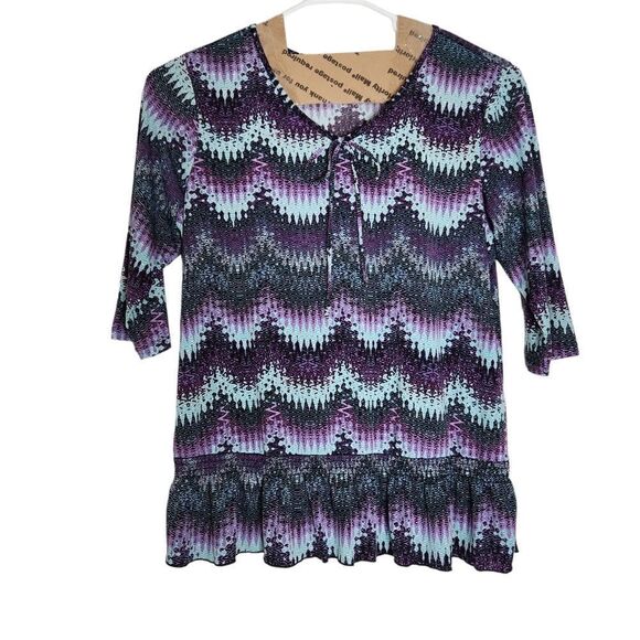Christopher and Banks Tunic Size XL Purple Blue Black Shirt Top Peplum - Picture 1 of 10